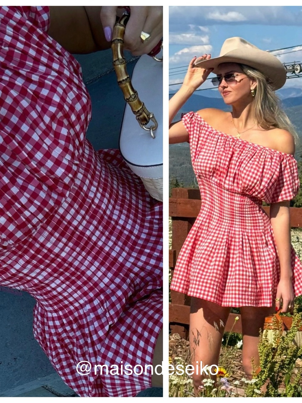 NWT Frankie's Bikinis Mini Dress Red Gingham Off Shoulder Sadie Rodeo L